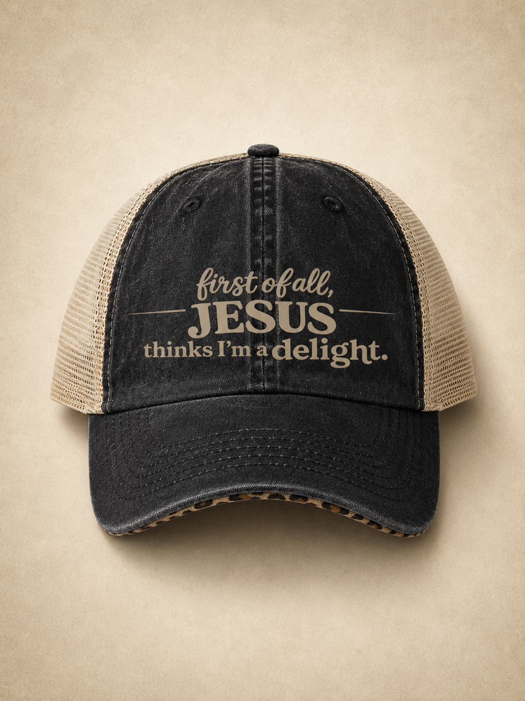 First of all.™ Washed Mesh-Back Ponytail Cap – Black