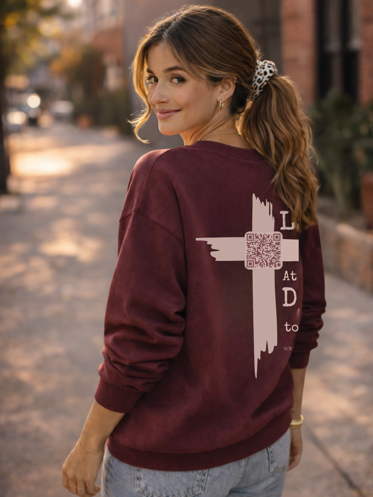 she laughs. - sweatshirt - QR