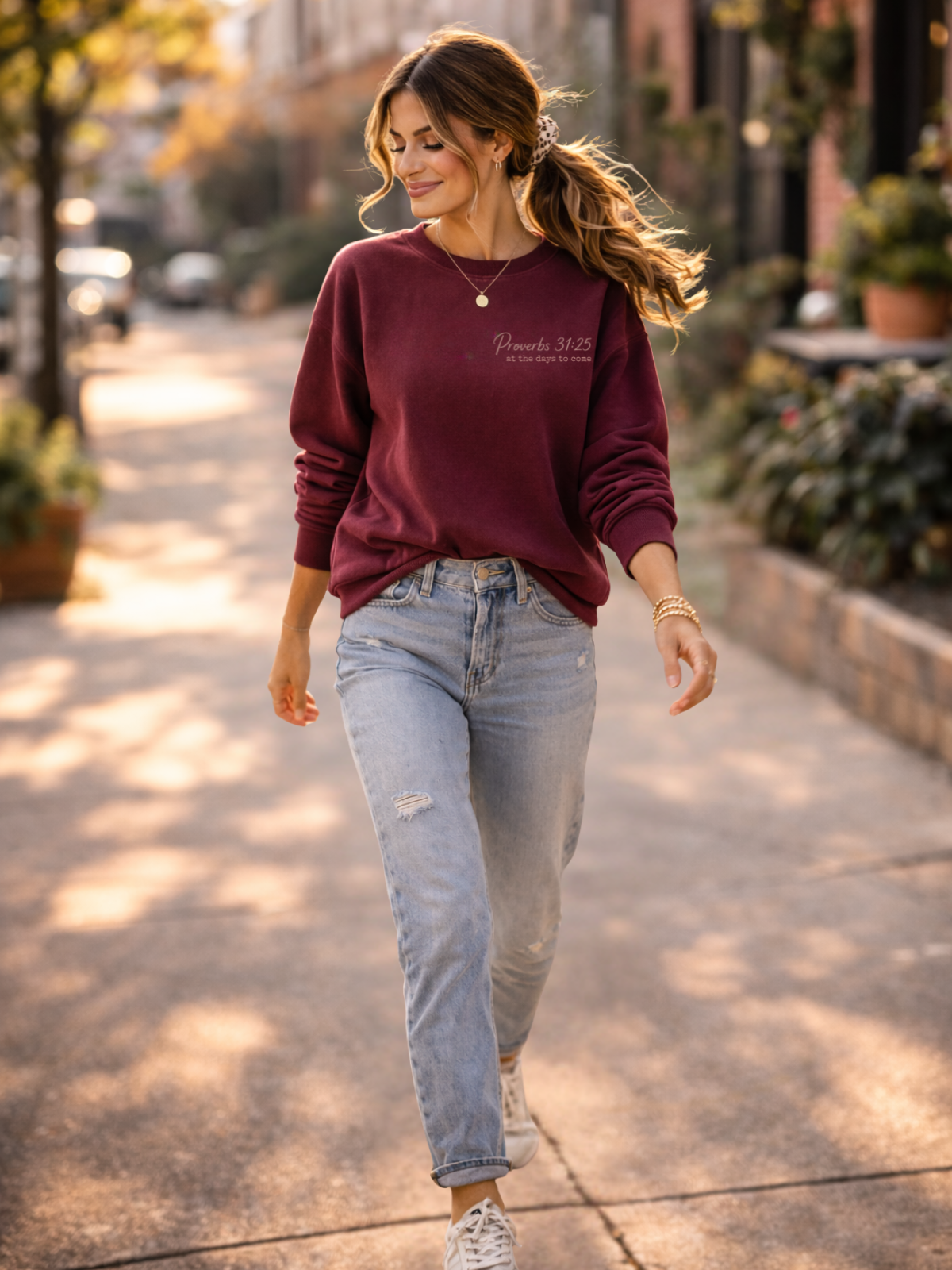 she laughs. - sweatshirt - QR