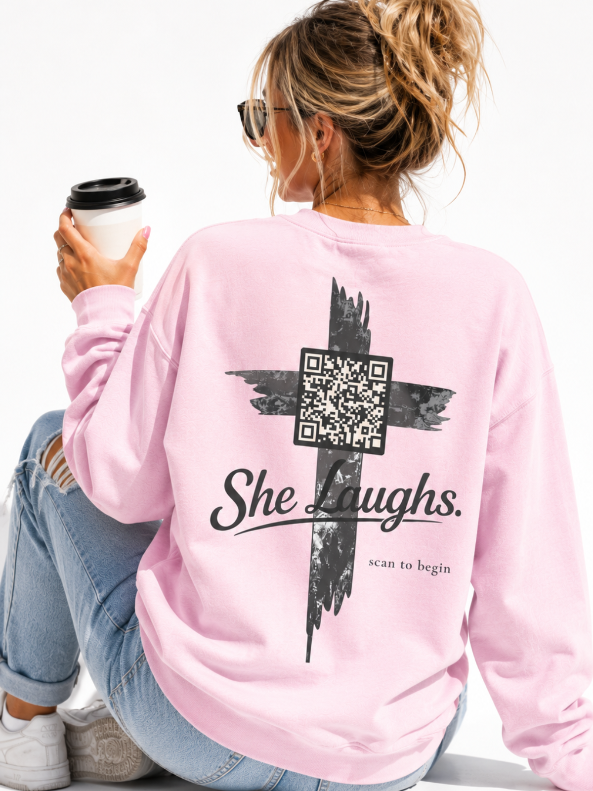 She Laughs. — QR Crewneck