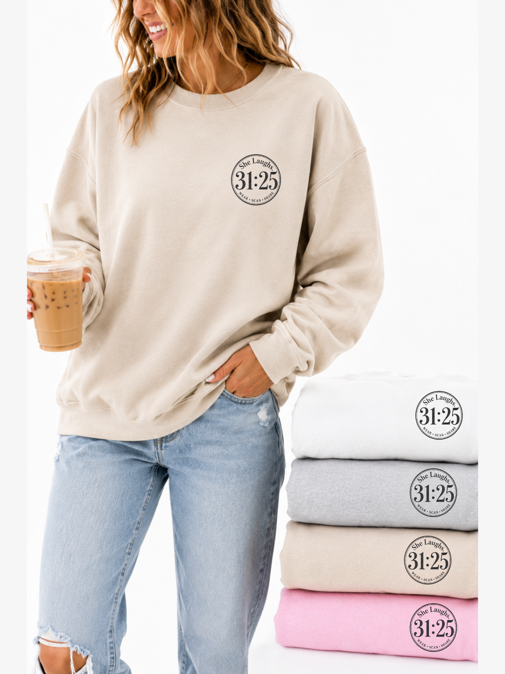 She Laughs. — QR Crewneck