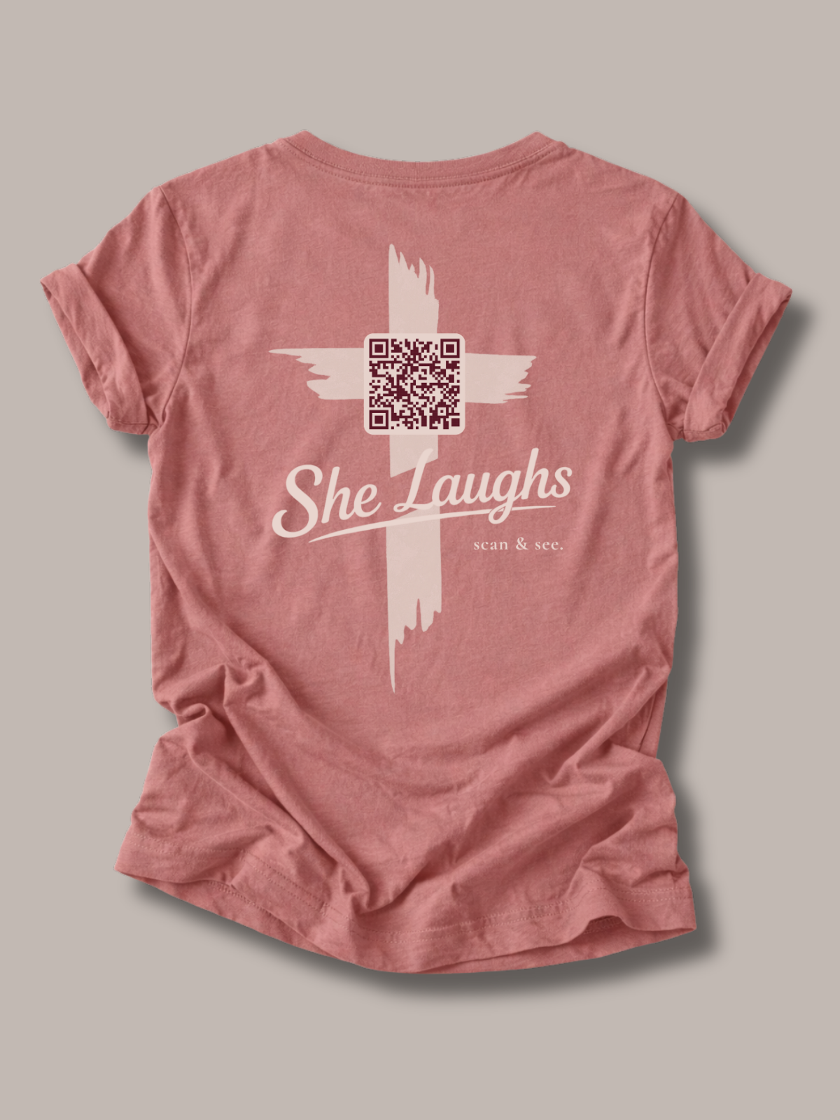 she laughs. - tee - QR