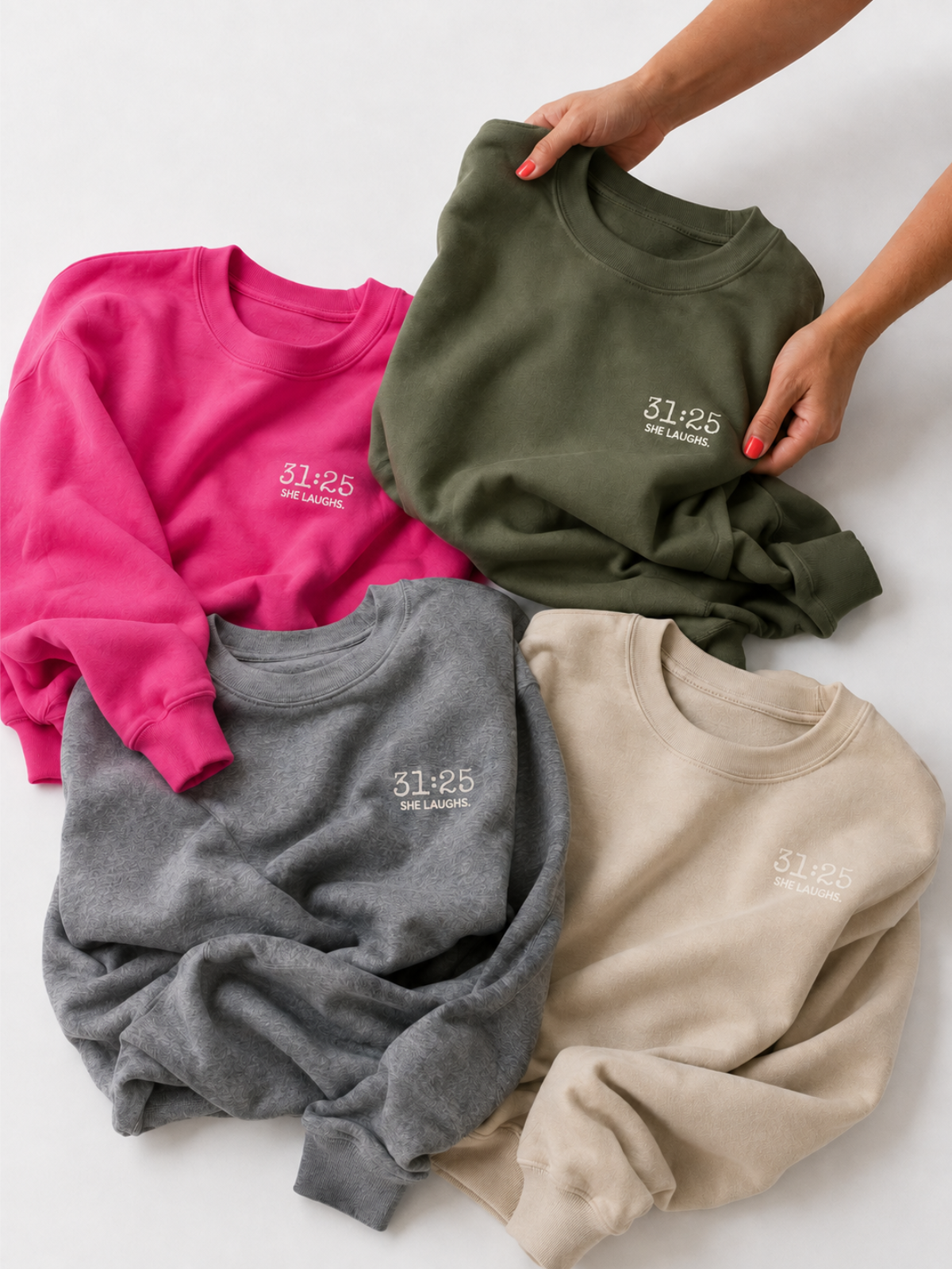 31:25 She Laughs Left Chest Sweatshirt