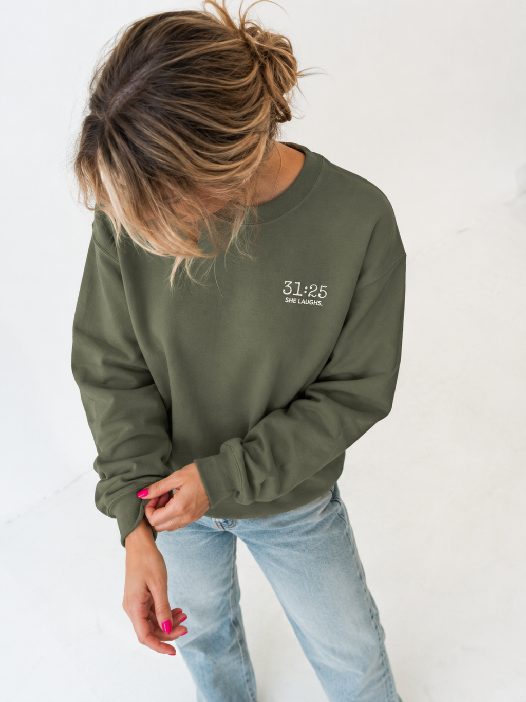 31:25 She Laughs Left Chest Sweatshirt