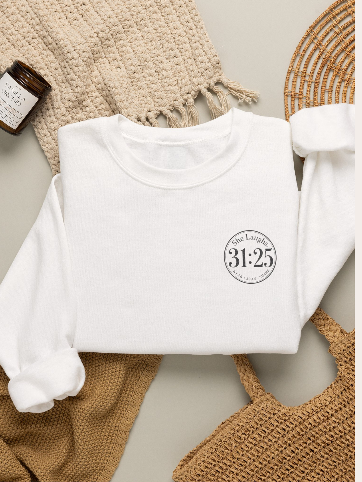 She Laughs. — QR Crewneck