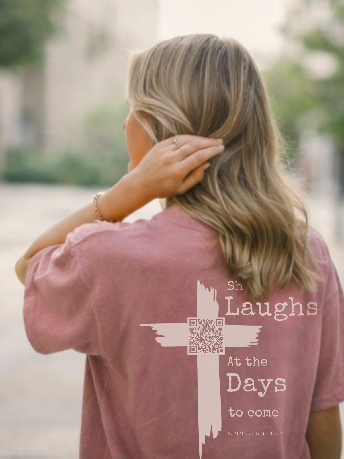 she laughs. - tee - QR