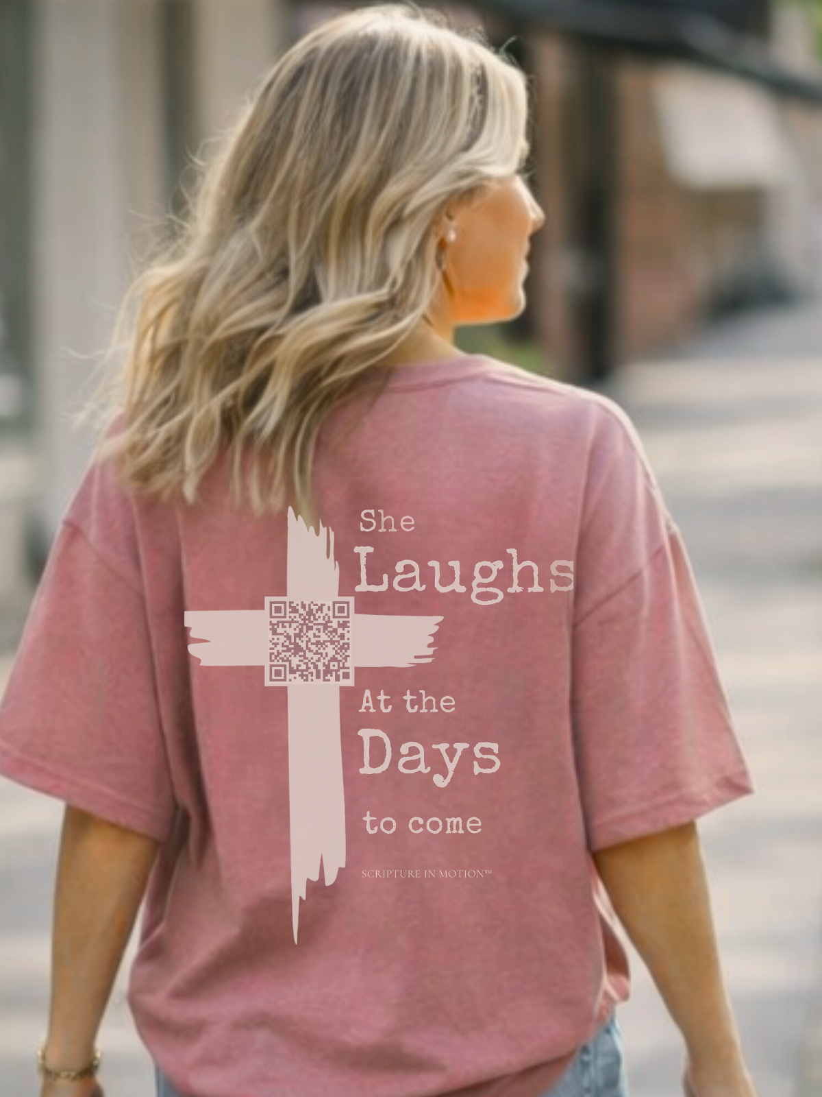 she laughs. - tee - QR